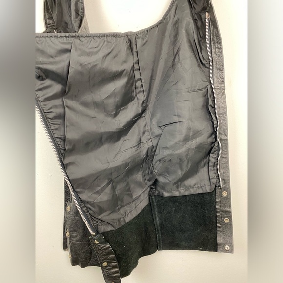 S Collection size Large Black Leather Motorcycle Riding Chaps - Picture 7 of 9